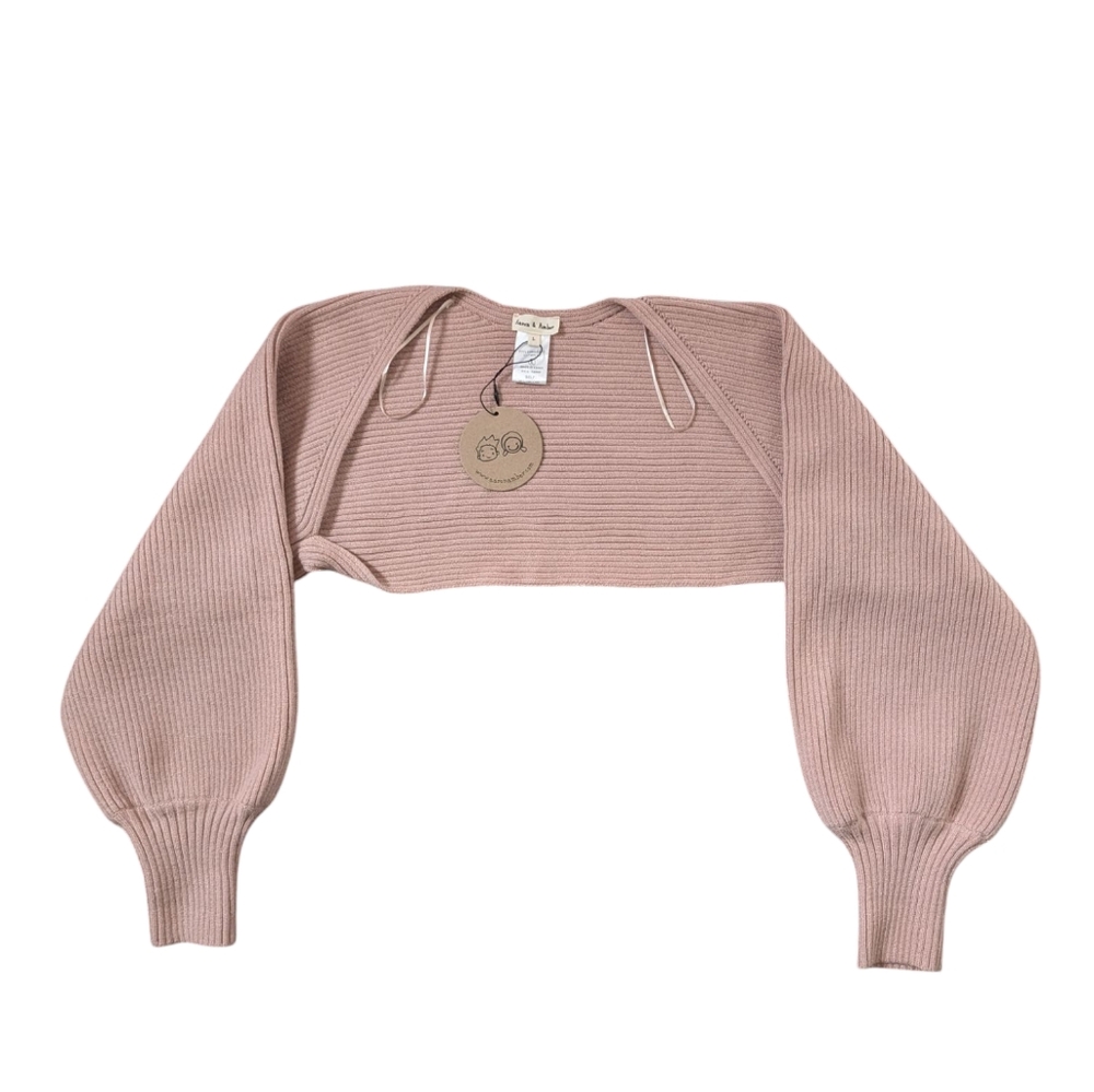 Pink Ribbed Knit Bolero Sweater